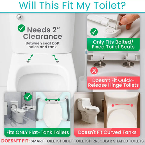 Toilet Safety Rail With Adjustable Grab Bar, Compact Support Frame, Padded Handrail, Easy Install For Seniors And Elderly, Helps With Sit Stand, Supports Up To 300 Lbs, Great For Arthritis And Handicap Bathrooms