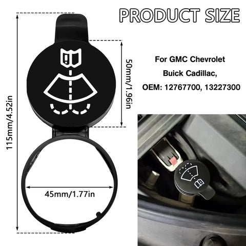 Premium Windshield Washer Fluid Reservoir Cap Replacement For Wiper Bottle Tank Direct Fit Cover OEM Style Cap For GMC Chevrolet Buick Cadillac Models Compatible With 12767700 13227300 19172571