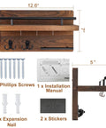 Wall Mounted Key Holder And Hangers With Five Key Hooks No Fuss Wooden Mail Rack Organizer With Shelf Rustic Home Decor measurements