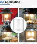 Collage of lanterns with glass globes and mantles, showing 10 Pack Propane Lantern Mantles With Glass Globe Replacement For Fueled Lanterns.