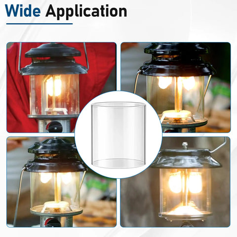 Collage of lanterns with glass globes and mantles, showing 10 Pack Propane Lantern Mantles With Glass Globe Replacement For Fueled Lanterns.
