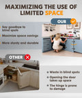 Comparison of cabinet storage with Soft Close Corner Cabinet Hinges Set With Silent Dampers, maximizing space with 180 degree angle