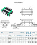 Technical diagram and specifications of HGW-CC flange-type carriage block for 2 Pack HGR20 500mm Linear Guide Rails And 4 HGW20CC Flange Type Carriage Blocks Kit For DIY CNC Routers Lathes And Mills With Heavy Duty Smooth Sliding Linear Slide System