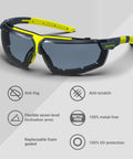Jobsite Ready All Day Comfort Variomatic Safety Glasses With Photochromic Lenses That Transition In Under 10 Seconds, Anti Fog, Scratch Resistant Wraparound Frames, Adjustable Side Arms, Unisex Fit, ANSI Z87 Certified, 100 Percent UV Protection on textured surface.