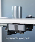 Slick And Durable Mini PC Mount Bracket providing a rock solid VESA under desk holder for thin client CPU docking station, black.