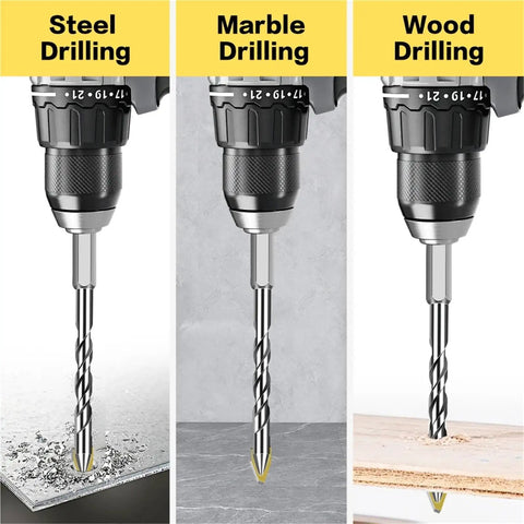 Heavy Duty Pro Grade Hex Shank Eccentric Drill Bit Set For Masonry And Concrete Includes Ten Real Deal Ten Millimeter Bits for drilling steel, marble, and wood surfaces.