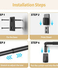 Installation steps for Blackout Curtain Rods With Quick Release Wrap Around Design 1 Inch Adjustable Heavy Duty Matte Black.