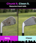 Funny Microfiber Golf Towel With Bag Clip For Men And Dad Gift, Clean My Balls Joke showing dirty and clean golf club