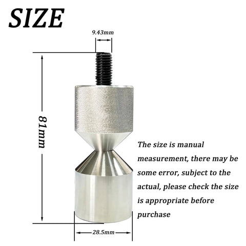 Two Hole Flange Pin Kit Pair 1-1/8 Inch Stainless Steel Alignment Pins dimensions, showing 81mm height and 28.5mm diameter