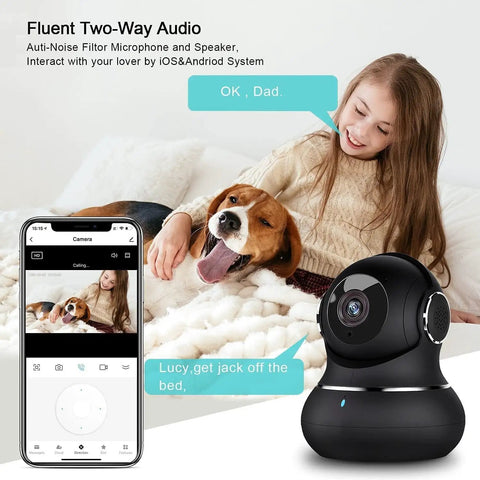 2K Indoor Security Camera With 360 Degree Pan Tilt Motion Alerts Pet Camera Baby Monitor Phone App Control Night Vision 2 4 GHz WiFi