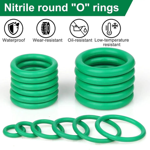 270 Piece Car AC O Ring Kit With Rubber O Rings All In One Seal Set For Car Repair Plumbing Air And Gas Lines Durable Construction Precise Fit Leak Proof Performance No Fuss Easy Install, green nitrile O-rings