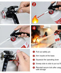 Four Pack Of 2.5 Lb Abc Dry Chemical Fire Extinguishers Rated 1A 10B C demonstrating usage instructions for effective fire control.