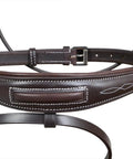 English Dressage Fancy Stitch Brown Leather Flash Bridle With Padded Crown Browband And Noseband Full Grain Leather