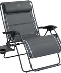 Oversized 33 Inch Wide Zero Gravity Chair With Side Table Full Padded Outdoor Lounge Recliner For Camping And Patio Lawn Heavy Duty 500lbs Support Grey