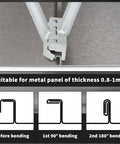 Standing Seam Roofing Hand Seamer for Metal Panels, Heavy Duty Sheet Metal Bender close-up showing bending stages