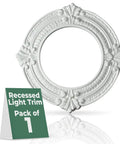 10 Inch White Polyurethane Ceiling Light Trim Medallion For Recessed Lighting, Ultra Lightweight Yet Durable, Crack Resistant Finish