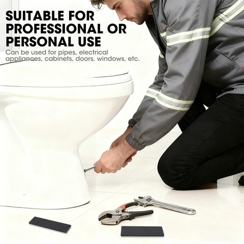 Person using 80 Piece Solid Plastic Shims For Leveling Black Drywall Shim Set With Three Sixty Fourths Of An Inch Five Sixty Fourths Of An Inch One Eighth Of An Inch And Five Thirty Seconds Of An Inch For Precise Floor And Wall Leveling And Alignment while fixing a toilet.