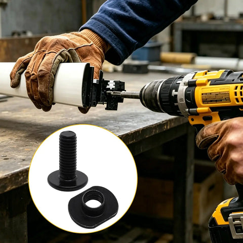 Hella Strong 1/4 20 Centered Slide T Nuts For T Slot Track Paired With Matching 1/4 20 X 1/2 Bolts In Classic Black Coat Slick Iron Hardware Set For Aluminum Extrusion Profiles 50 Piece Badass Rig in use with drill.