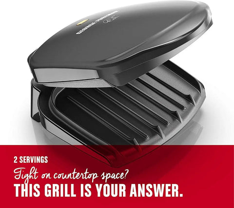 Compact Space Saver Two Serving Grill And Panini Press For Dorm Rooms And Small Kitchens, open with nonstick plates.