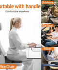Sojoy Gel Comfort Foldable Seat Cushion With Memory Foam For Tailbone Support Relieves Pressure For Travel Stadium And Office Ergonomic Design in use on office chair.