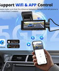 Dual Dash Cam Front And Rear For Cars 4K Plus 2K Video With 64GB Card Included, showing WiFi and app control feature.