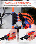 Air Line Removal Tool For 3/8 And 1/2 Inch Push-To-Connect Fittings With Quick Release Pliers One-Handed Disconnection For Pneumatic Systems Quick Connects Automotive Hoses And Maintenance used on orange air hoses