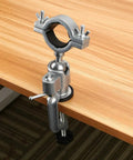 360 Degree Bench Clamp Vise Grinder Holder for electric drill stand mounted on wooden table