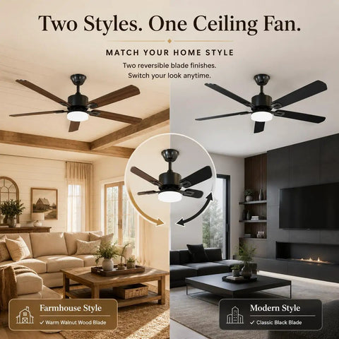 42 Inch Reversible Ceiling Fan With Integrated Light And Wireless Remote Providing Six Hella Quiet Speeds And Kickin Cooling Airflow For Your Ultimate Room Refresh in farmhouse and modern styles
