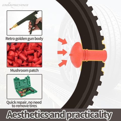 Diagram of a Tubeless Tire Repair Kit With Mushroom Plugs And Patch Kit For Quick Fix A Flat On Motorcycles Cars Trucks And ATVs