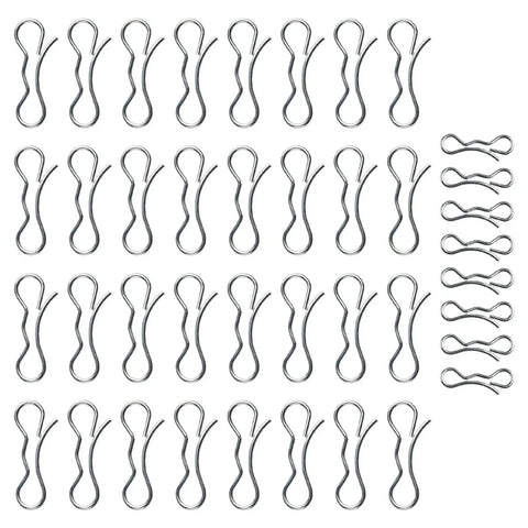 Tie Lock Cotter Pin Accessory Kit With Eight Sets Of Deck Clips For Replacement 532194208 And 532194209 OEM Numbers Front Link And Deck Linkage Each Set Includes Four 194209 And One 194208 Durable Metal Construction, metal clips on white background