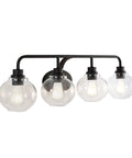 Oil Rubbed Bronze Farmhouse 36 Inch LED Vanity Wall Sconce With Clear Seeded Glass Shade, visible from front angle