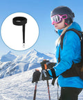 Winter Ski Gloves With Elastic Wrist Straps And Safety Straps For Snowboarding And Mountaineering Includes Keychains Durable Outdoor Gear For Men Built For Tough Conditions, shown on a skier with black straps visible.