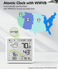 Rechargeable Weather Station With Wireless Indoor Outdoor Thermometer And Atomic Clock With WWVB, 4.3 Inch Display