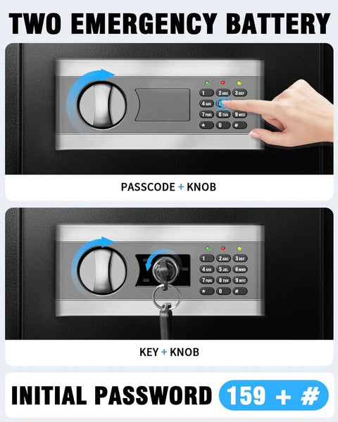Digital lock interface of 1.7 Cu Ft Home Safe With Digital Lock, Movable Partition, Smart Alarm, Silent Keypad Mode, And Motion Sensor Lights