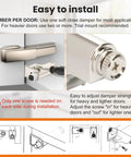 Installation guide for Set Of 10 Universal Soft Close Cabinet Door Dampers with screw adjustments for door weight.