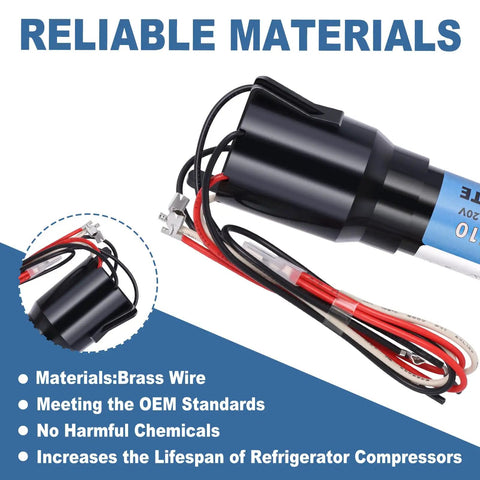 Three In One Hard Start Kit For Refrigerator Freezer Replaces Start Relay Overload Capacitor 1/12 To 1/5 HP 120V AC Easy Install