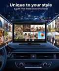 9 Inch Wireless Apple CarPlay Screen With Backup Camera displaying multiple family photos for car entertainment and navigation
