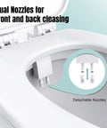 Ultra Slim Bidet Attachment For Toilet With Dual Nozzles For Feminine And Posterior Wash installed on white toilet.