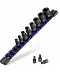 Premium 11 Piece E Torx Socket Set Fits 1/4 And 3/8 Inch Drives crafted from tough Crv steel with a sturdy PVC holder.