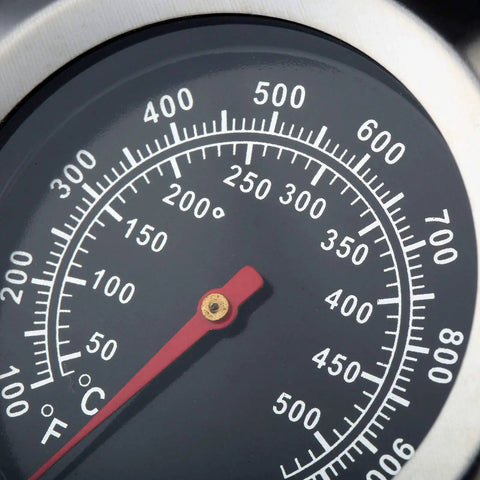 Close-up view of Three Inch Face 1000F BBQ Thermometer Temperature Gauge For Charcoal Grill And Smoker Stainless Steel Dial