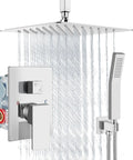 Ceiling Mount Shower System With Rain Head And Handheld Spray High Pressure Chrome Faucet Set, 10-Inch SUS304, Rainfall Effect