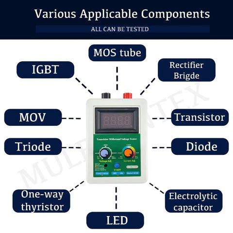 Heavy Duty 0-3800V DC Hi-Pot Withstand Voltage Tester for electronics components like IGBT, MOSFET, diode, LED, and capacitor.