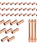 40 Pack 2 Inch X 2 Inch Copper Press Extended Couplings Straight Up Plug And Lead Free Pipe Fittings arranged for plumbing use.