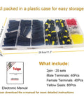 20 Kits Of 2 Pin Waterproof Automotive Electrical Connectors With Male And Female Terminals And Silicone Seals For 22-16 AWG Wiring Quick Disconnects And 2 Wire Connectors Durable Weatherproof Wiring Kit For Cars in plastic storage case
