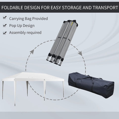 Heavy Duty 10 By 19.2 Ft Pop Up Canopy Tent For Parties And Events with foldable frame and carry bag visible.