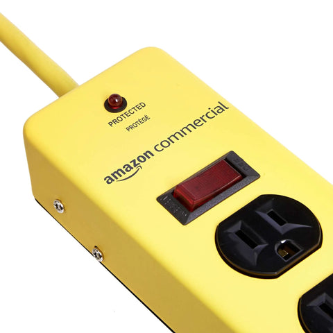 Heavy Duty Metal Surge Protector Power Strip With Six Outlets Fireproof MOV Protection LED Indicator On Off Switch close-up