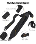 Two Point Shotgun Sling With 6 Shell Holders For 20 Gauge, Non Slip Shoulder Pad, Quick Grab Handle, Mesh Pocket, Black Design