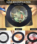 Soldering Desk Magnifier with Heavy Duty Base Adjustable Swivel Arm 5 Diopter Real Glass Lens Three Color LED Modes PCB Holder