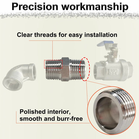 1 Inch Male Hex Nipple Pipe Fittings 304 Stainless Steel NPT Threaded Equal Nipples For Two Pipes Straight Connectors precision