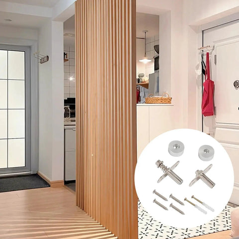 Multipurpose Adjustable Pivots Door Hinge 360 Degree Rotation Shaft Mounting Hardware For Heavy Loads Corrosion Resistant Aluminum Alloy with wooden panel background.